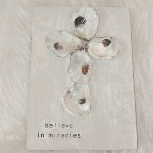 Mudpie Believe in Miracles Oyster Shell Plaque